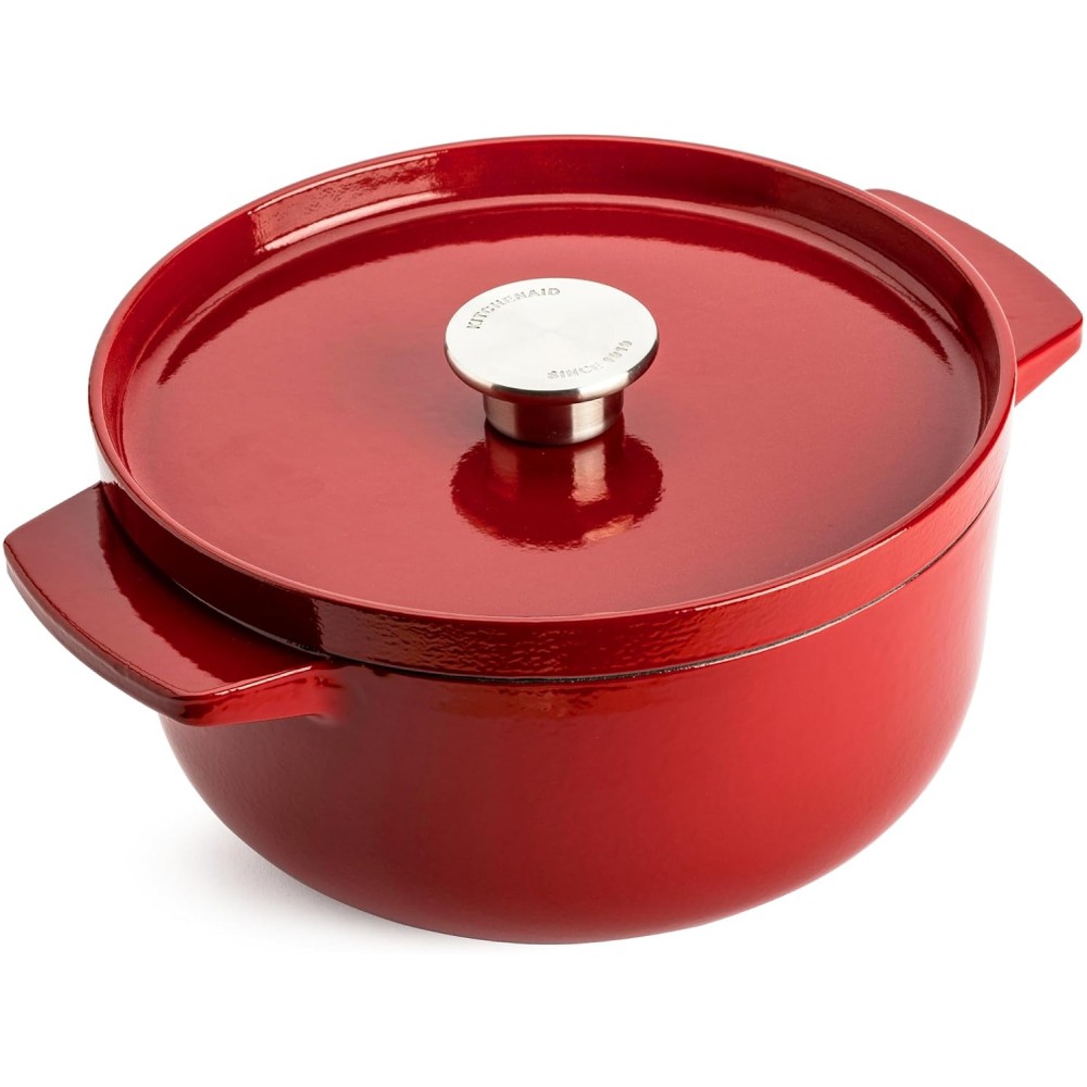 Каструля чавунна з кришкою KitchenAid Cast Iron 3,3 л червона CC006057-001