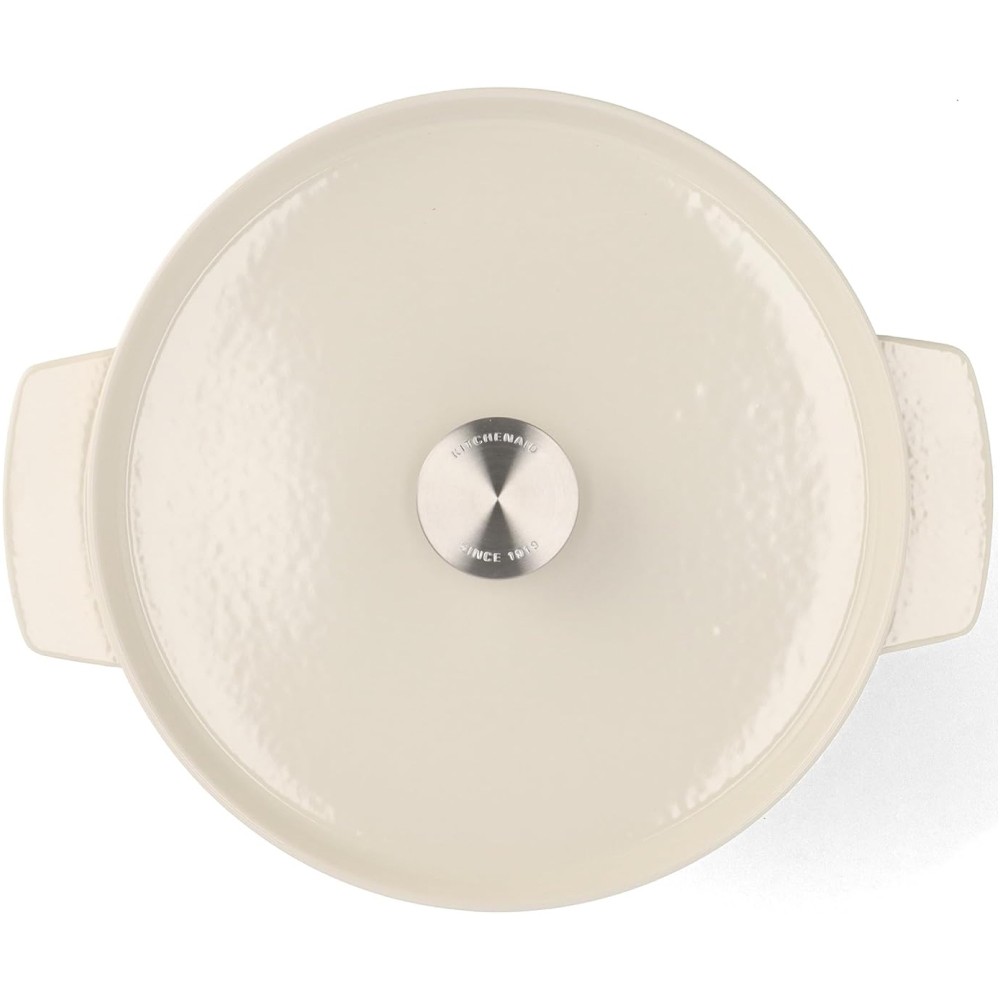Каструля чавунна з кришкою KitchenAid Cast Iron 5,2 л мигдальний крем CC006059-001