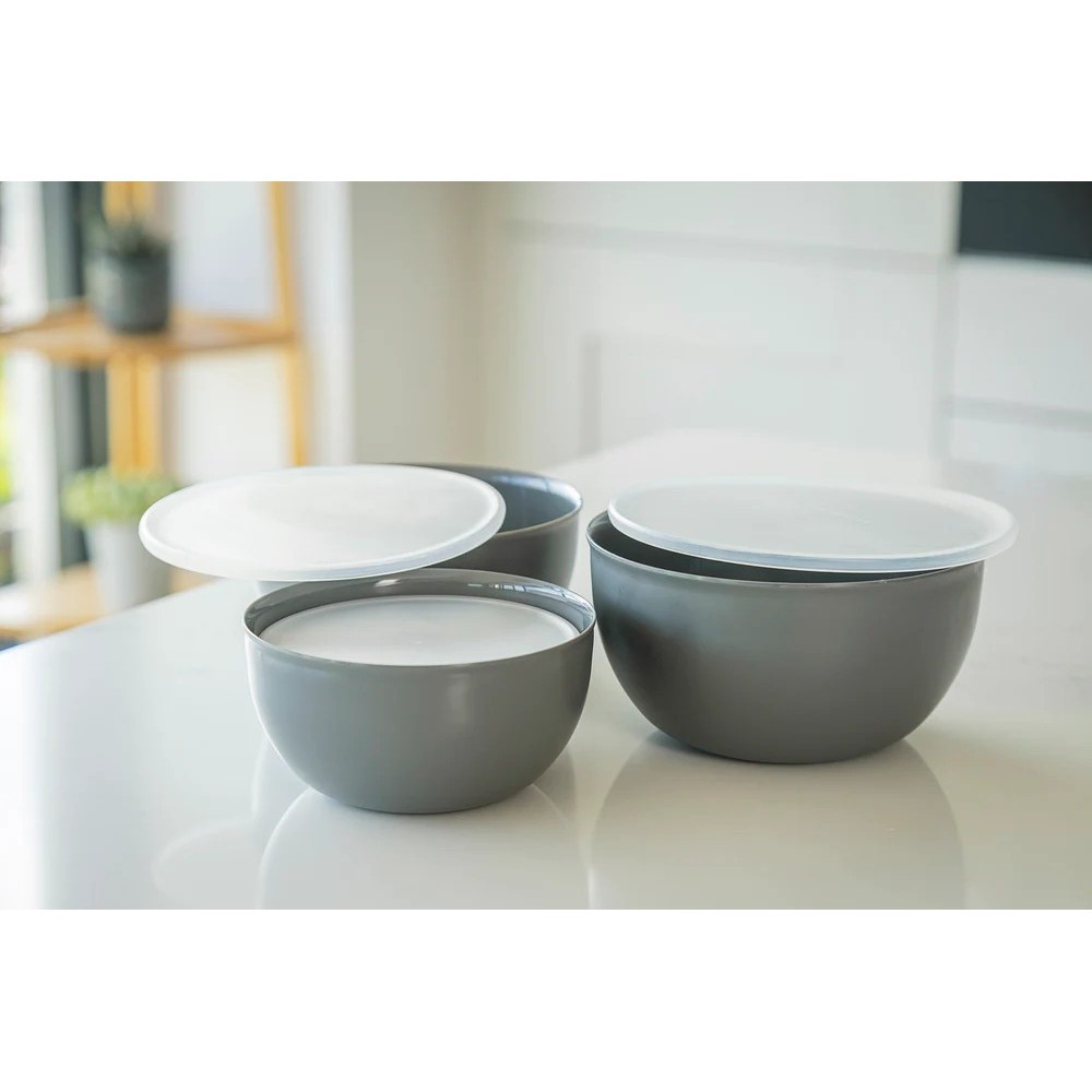 Набір мисок з кришками KitchenAid Coreline 4 шт 355/591/828/1065 мл сірий KQG176OSCGG