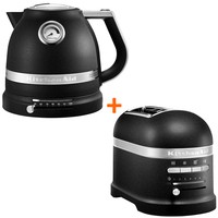 Фото Комплект KitchenAid Artisan Електрочайник 1,5 л 5KEK1522EBK + Тостер 5KMT2204EBK